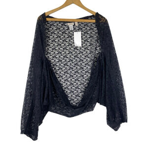 Logo Lori Goldstein Black Lace Pullover Layering Top Whimsigoth Y2K 2X 3X New